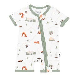 Best Kyte Baby Zippered Shortall Romper in Road Trip