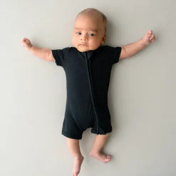 Hot Kyte Baby Zippered Shortall Romper in Midnight