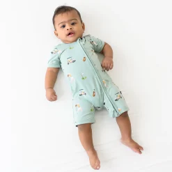 Sale Kyte Baby Zippered Shortall Romper in Golf