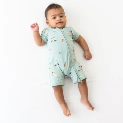 Sale Kyte Baby Zippered Shortall Romper in Golf