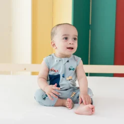 Outlet Kyte Baby Zippered Sleeveless Romper in Construction