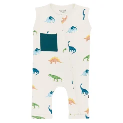 New Kyte Baby Zippered Sleeveless Romper in Ecru Roar