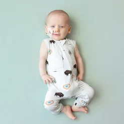 Hot Kyte Baby Zippered Sleeveless Romper in Yellowstone
