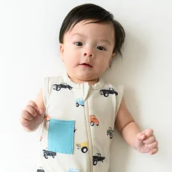Sale Kyte Baby Zippered Sleeveless Romper in Vintage Truck