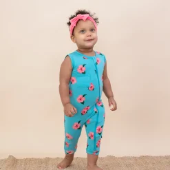 Outlet Kyte Baby Zippered Sleeveless Romper in Hibiscus