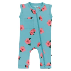 Outlet Kyte Baby Zippered Sleeveless Romper in Hibiscus