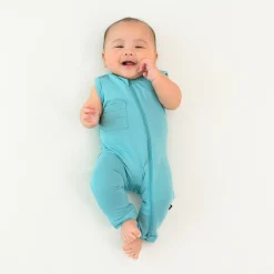 Discount Kyte Baby Zippered Sleeveless Romper in Makai