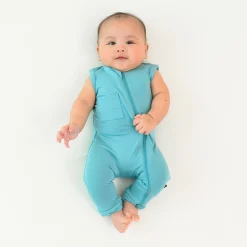Discount Kyte Baby Zippered Sleeveless Romper in Makai
